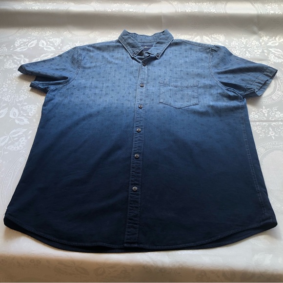 American Eagle Men’s Size L Short Sleeves Shirt Button-Up Blue Jeans Denim Top - Picture 11 of 14